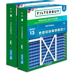 Filterbuy 22x24x5 Air Filter (2-Pack), Pleated MERV 13 Optimal Defense HVAC AC Furnace Air Filters for Amana, Goodman, and Five Seasons