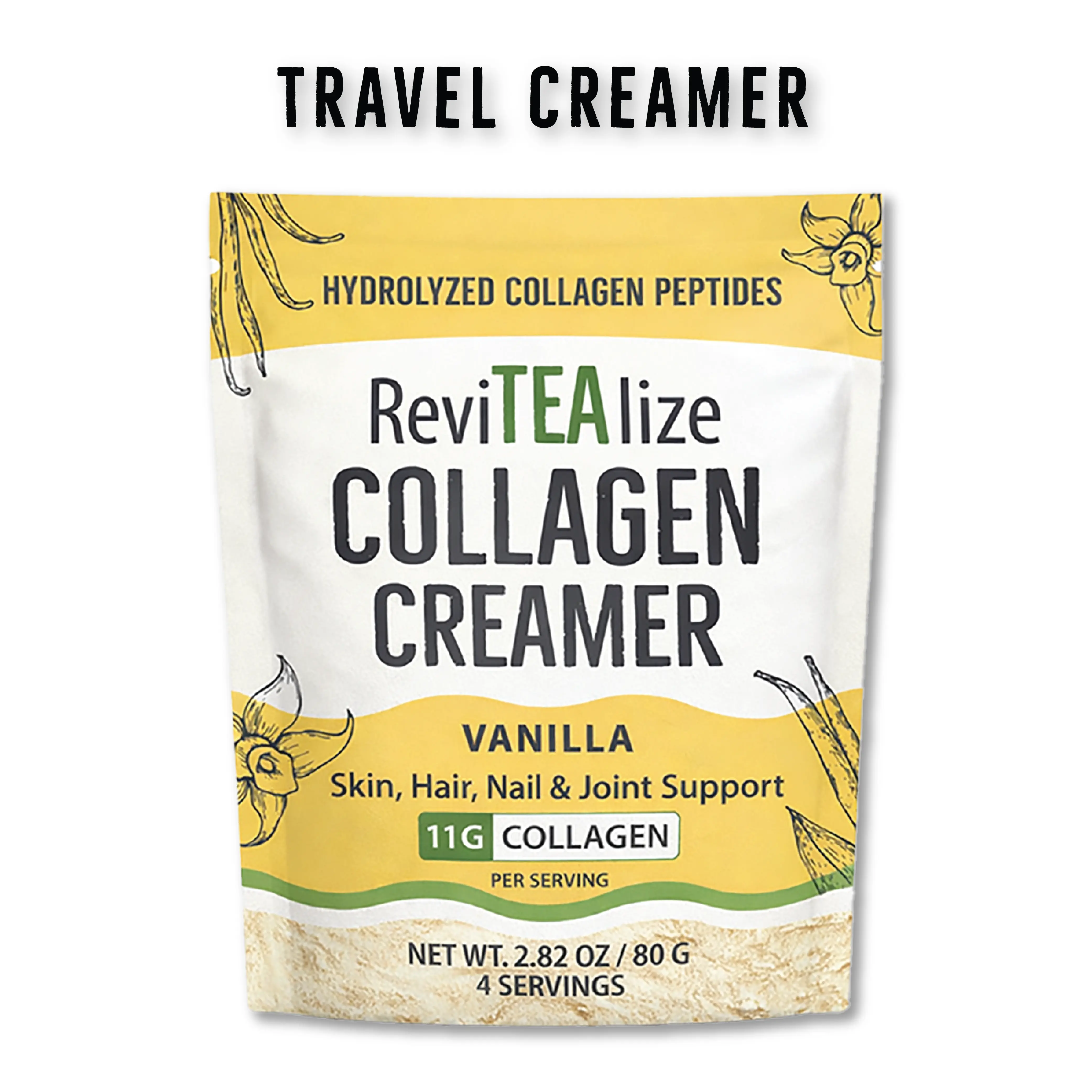 Collagen Creamer for Coffee, Tea & Beverages - Grass Fed Collagen Peptide Powder with MCT Oil for Hair, Skin, Nails & Joint Support - 11g protein - Healthy Collagen Supplement  - Travel Size Pack
