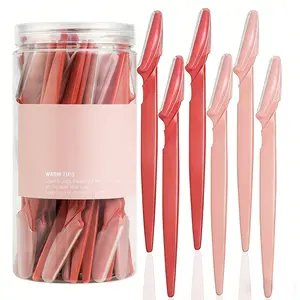 Women Facial Smooth Shaving Razor Set, Unisex Face Trimmer & Eyebrow Groomer, Coral, 12-Piece Skincare Tool Kit