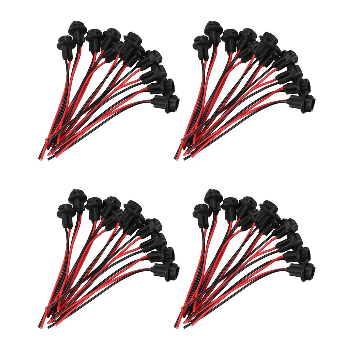 40 x T10 Connector Socket Bulk Set - W5W 168 194 Lamp Holder Sockets, Black Glass Base, OEM/LED/SMD Bulb Compatibility, Lamp Holder Converters, Extra Light Outlet, Cable Random Color, Easy DIY Installation for DIY Enthusiasts (Tools & Hardware Accessory)