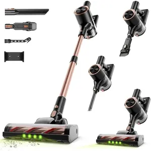 Cordless Stick Vacuum Cleaner - 45KPA  Suction Vacuum with 45 Min Runtime, Detachable , Anti- & 1.5L Dust Cup, 8 in 1 Vacuum Cleaner for , Carpet, HardFloor,