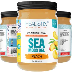 Healistix Peach Irish Sea Moss Gel- St Lucia Wildcrafted Sea moss Gel, Packed with 92 Vitamins - Superfood for Immune Support, Non-GMO, Keto, Vegan Fitness Supplement