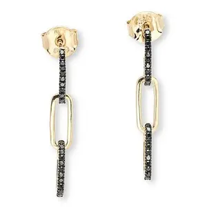Rarities Gold-Plated .23ctw Diamond Paperclip Link Drop Earrings