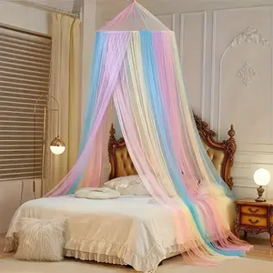 Courtly Dome Mosquito Net, Indoor Ceiling-Mounted Colorful No-Install Bed Canopy, Fits Twin, Full, Queen, King Beds, Princess Room Decor