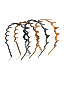 4pcs Toothed Wave Hairbands, Durable Non-Slip Hair Ties, Elastic Fashion Headbands, Leopard Print Multicolor, Suitable for Men and Women, Face Washing and Skincare Accessories, Leopard Print Headband