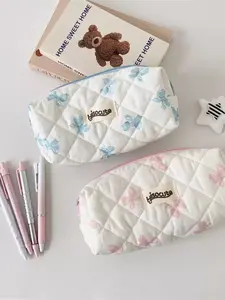 Cute Bow Heart Multifunctional Travel Makeup Bag, Portable Sanitary Towel Holder, Foldable Cotton Swab Case, Women's Small Cosmetic Bag, Cosmetic Pouch