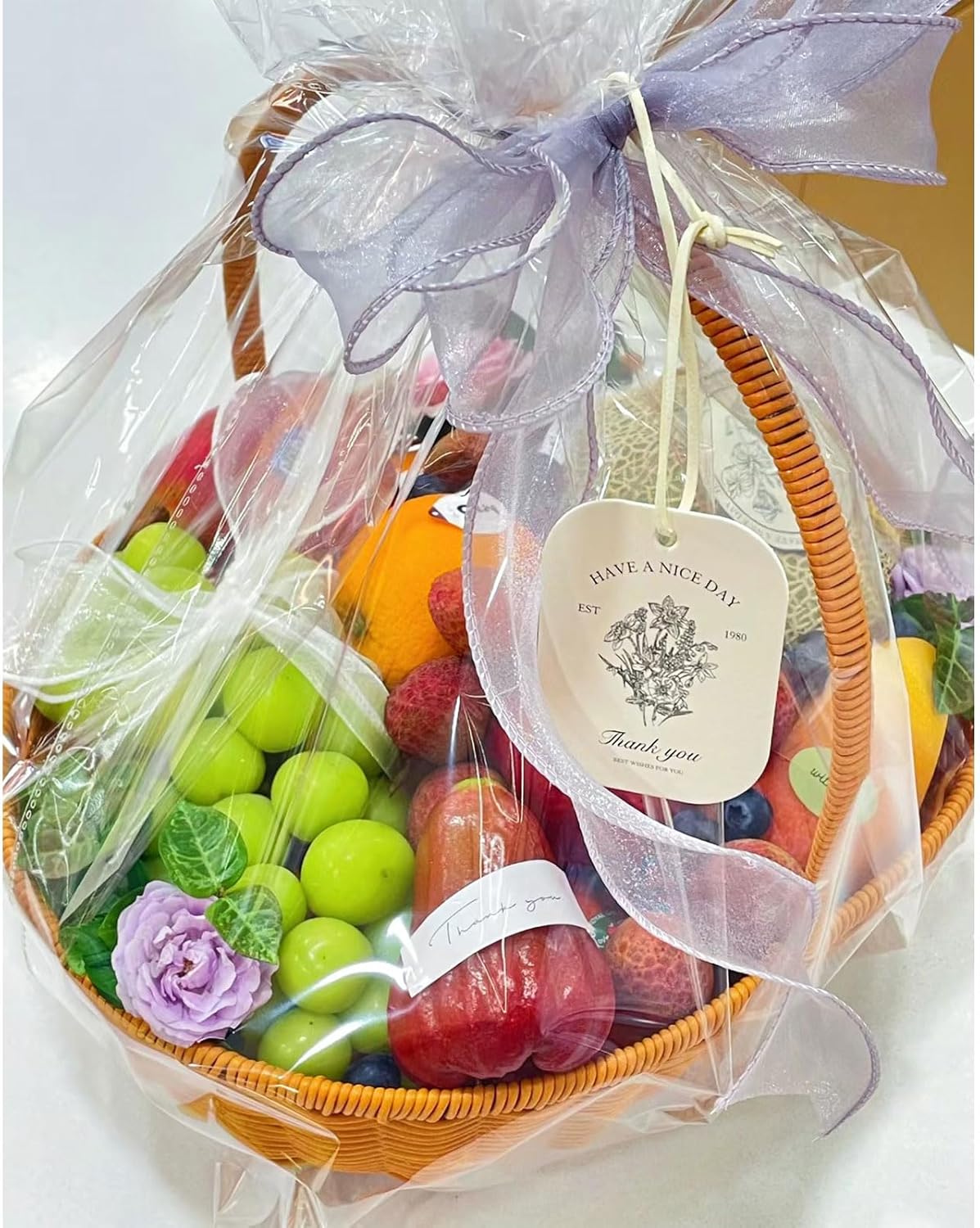 Clear Gift Bags 10 PCS 24x30 Inches Large Cellophane Wrap for Gift Baskets Wrapping Plastic with Ties for Gift Giving, Packaging Products