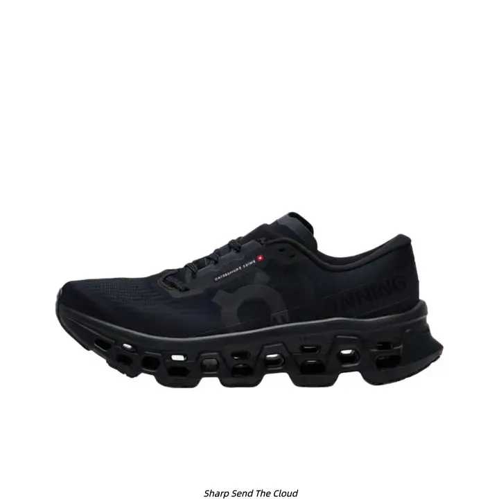 Solid All-Black Breathable Mesh Professional Cushioned Road Running Sneakers Men Women Hollow Cutout Thick Shock Absorbing Outsole Quick Lace Lightweight Training Athletic Sports Shoes