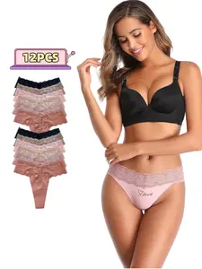 6/12/18 pack Women's Lace Floral Briefs Seamless Sexy High CutUnderwear Breathable Invisible BikiniBrief WomanLow Rise Comfort Sexy LingerieKnickers underwear for women Soft Pastel Panty Shapewear Pantys sexy low waist woman