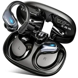 Wireless In-ear Earbuds with Built-in Mic, Waterproof Sports Earphones with LED Display, Wireless Noise Cancelling Headphones for Running Sports