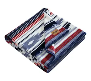 Wrangler Coyote Sands Blue/Red Plush Fleece 50"X70" Throw Wrangler Coyote Sands Blue/Red Plush Fleece 50"X70" Throw