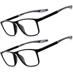 2 Pack Reading Glasses for Men,Sports Style Blue Light Blocking Readers with Anti Glare Filter Lightweight Eyeglasses