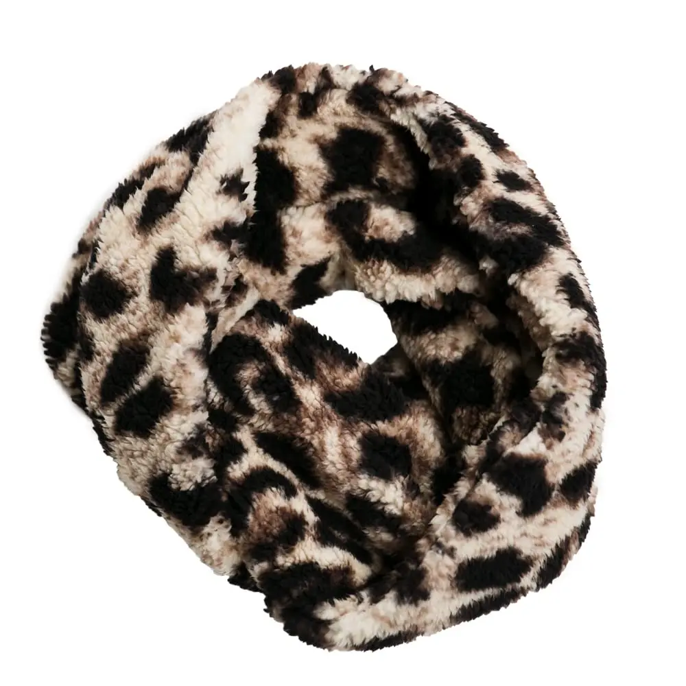 Sherpa Fleece Infinity Scarf for Women in Leopard Camo Print, Super Soft Fluffy Accessory for Cold Weather Warmth, Camouflage, Gifting, Wrap