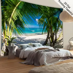 1pc - Extra Large Size - Serene Summer Beach Plant - HD Digital Print Giant Tapestry - Polyester Fiber - Home Decor - No Installation Required