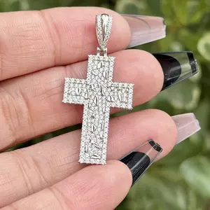 Real Silver Cross Nugget Plain Pendant