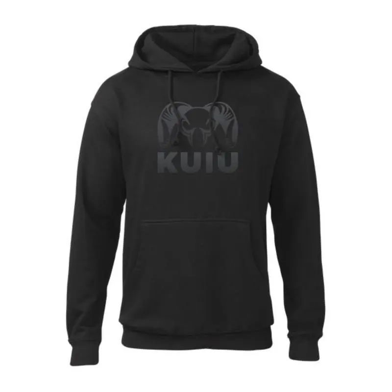 KUIU Black Hunting Hoodie, Ram Head Logo Outdoor Sweatshirt, Soft Cotton Blend Fleece, Tactical Hunting Gear for Men and Women, Lightweight Layer for Sweatshirt, Hoodie, Comfort Colors