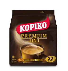 KOPIKO Premium 3 in 1 Instant Coffee Mix – Authentic Indonesian Volcanic Coffee, Strong Yet Smooth, Pre-Mixed with Creamer & Sugar (21.2 OZ in 30 Coffee Sachets)