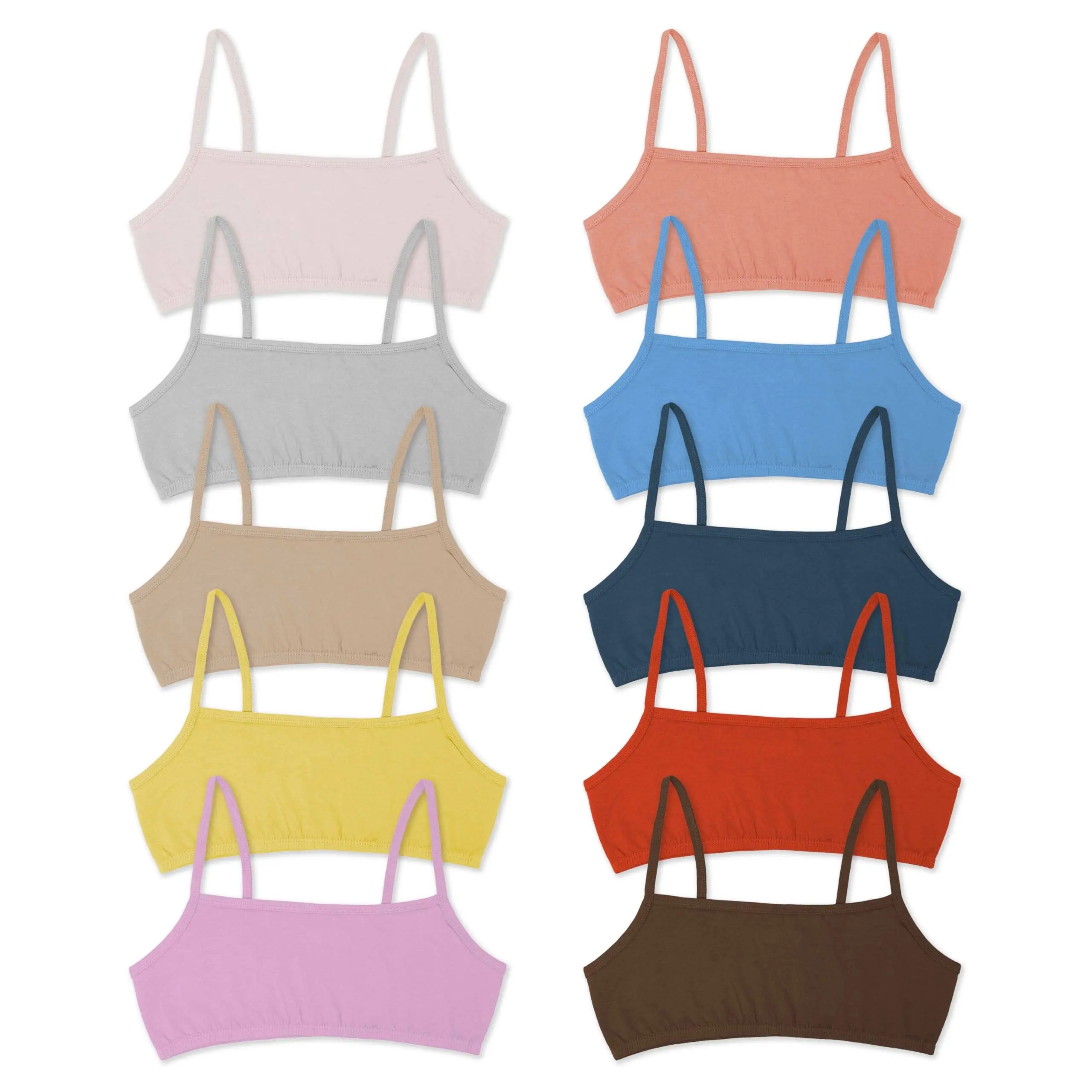 10 Pack Girl's Cotton Cropped Cami Training Bra
