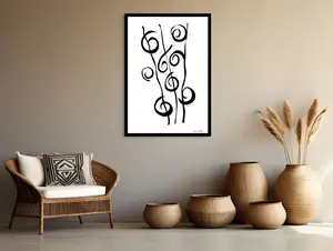 Reeds Color Fill Abstract Canvas Wall Art with Black Borders