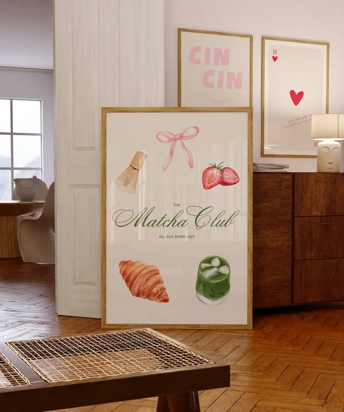 The Matcha Club Poster – Trendy Aesthetic Kitchen Wall Art | Cute Matcha Latte Print for Coffee Shop & Home Decor