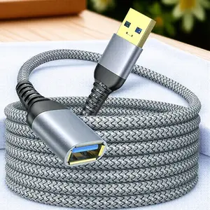 High-Speed USB 3.0 Nylon Braided Extension Cable, Durable & Bendable, 0.5/1/2/3/5m, Plug & Play for Peripherals