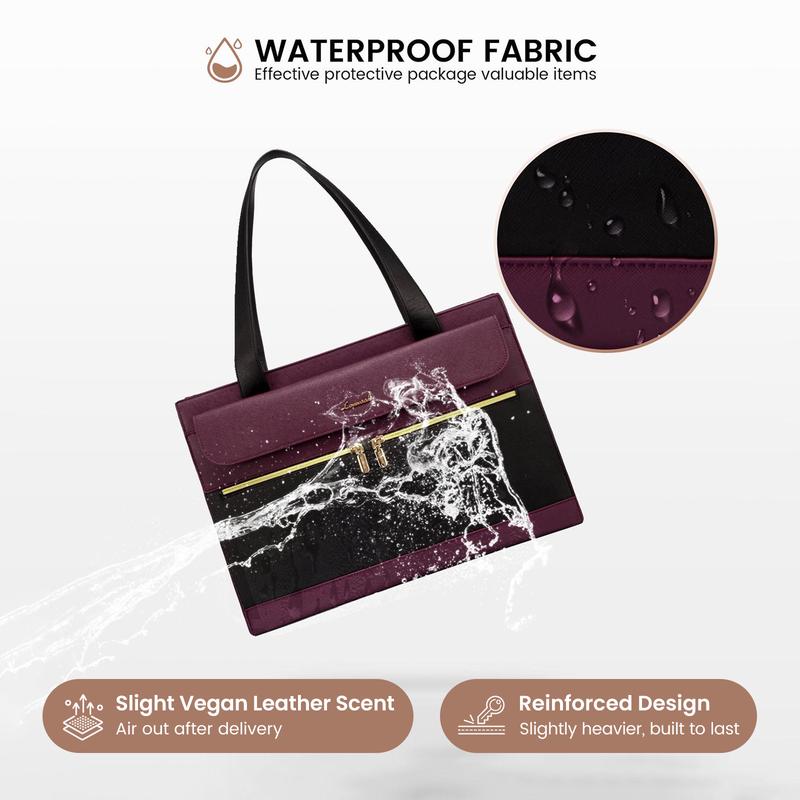 【Valentine's Day Gift】LOVEVOOK Laptop Tote Bags 15.6-17.3 inches for Woman with Clutch Purse, Large Business Teacher Office Crossbody Purse with 2 Cup Holder, Compact Waterproof Vegan Leather Shoulder Bags and Computer bag for Work, Office, Casual