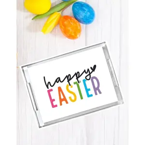Acrylic Serving Tray - Happy Easter Colorful tray