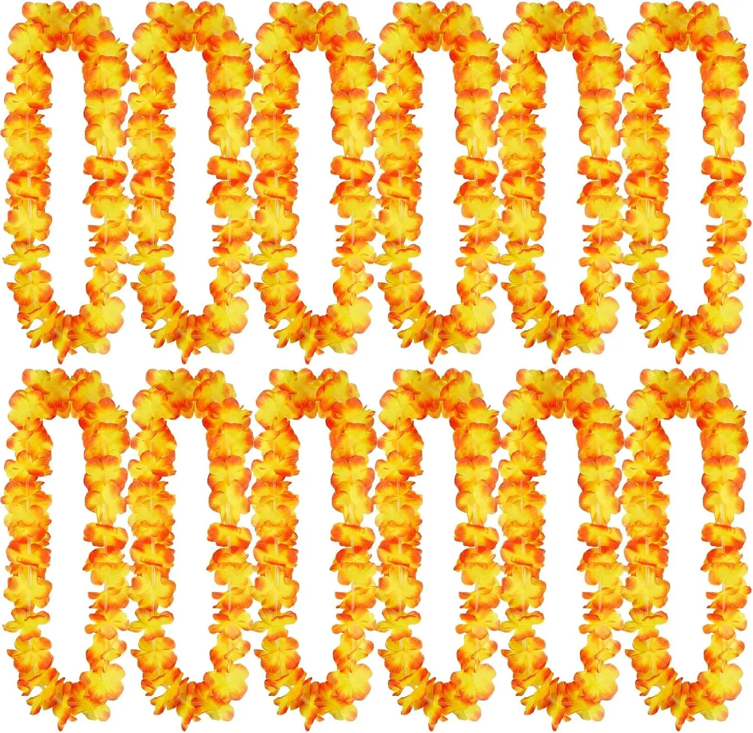 12 Pcs Hawaiian Leis Garland Ruffled Hula Aloha Flower Necklaces Luau Hen Stag Hawaiian Fancy Dress Decorations for Adults Beach Tropical Themed Birthday Summer Party Favor