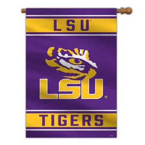 Fremont Die 2324554893 28 x 40 in. LSU Tigers House Flag Style 2 Sided Banner