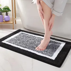 Bathroom carpet mat set of 2 pieces, imitation cashmere ultra-fine fiber fluffy bathtub set, anti slip ultra soft carpet mat, bathroom water absorption, bathtub, suitable for bathroom and bedroom