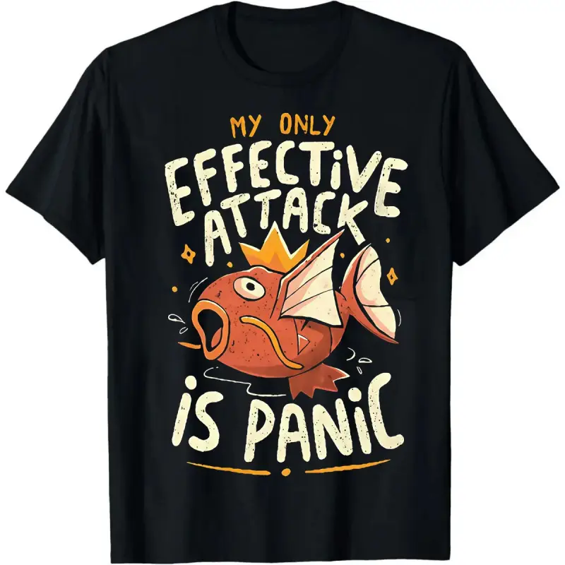 Vintage Tees Effective Attack Is Panic T-Shirt Graphic Tees Funny Shirt Unisex Anime Shirt Menswear Womenswear Streetwear Funny Tshirt Men Gifts
