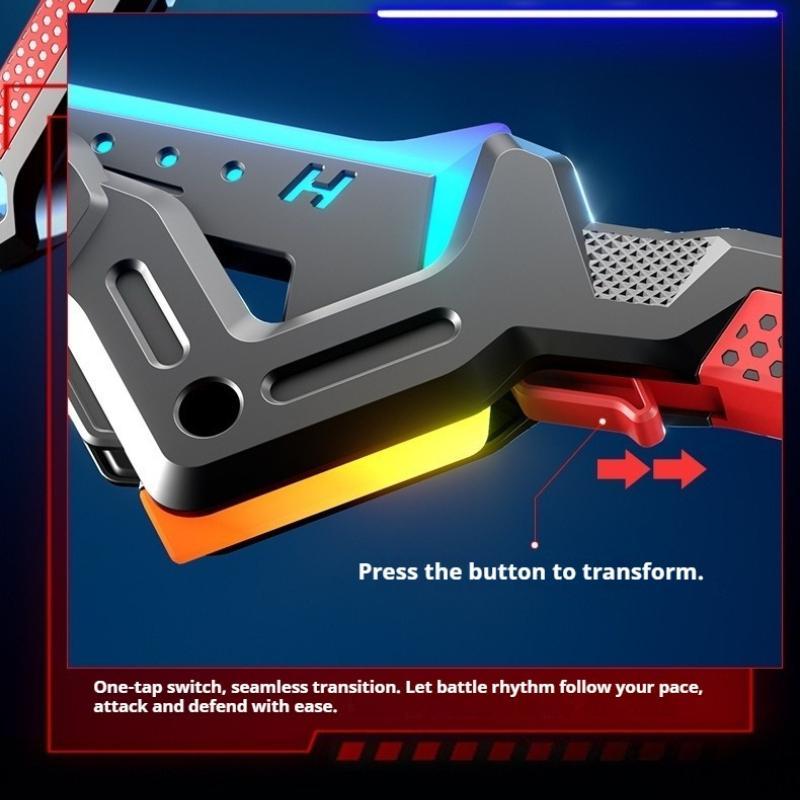 2-in-1 Sword & Axe Prop for Boys, 7-Color Luminous Spray Transformable Light Saber, Glowing Cosplay Weapon Prop, Interactive Deformable Axe-Sword Gift with Lights, Fun Role-Play Prop for Kids lead street