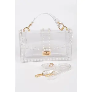 Transparent Clutch W/faux Pearl