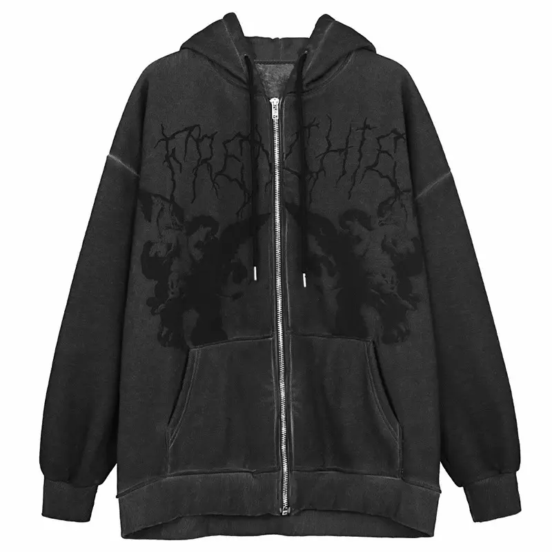 Dark gray angel zipper