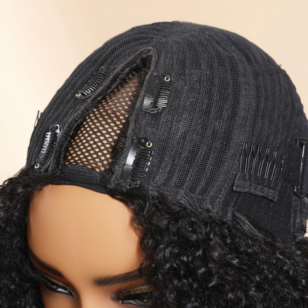 UNice 250% V Part Fluffy Kinky Curly Wig wiht Burmese Curly Layer Glueless Human Hair Wigs No Leave Out Beginner Friendly #greenish#TikTokShopSpringGlowUp