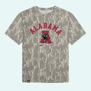 Bama Roll Tide Vault Logo Camo T-Shirt, Mossy Oak Bottomland College Fan Gear, Game Day Outfit, Premium Alabama University Hunting Style 2026