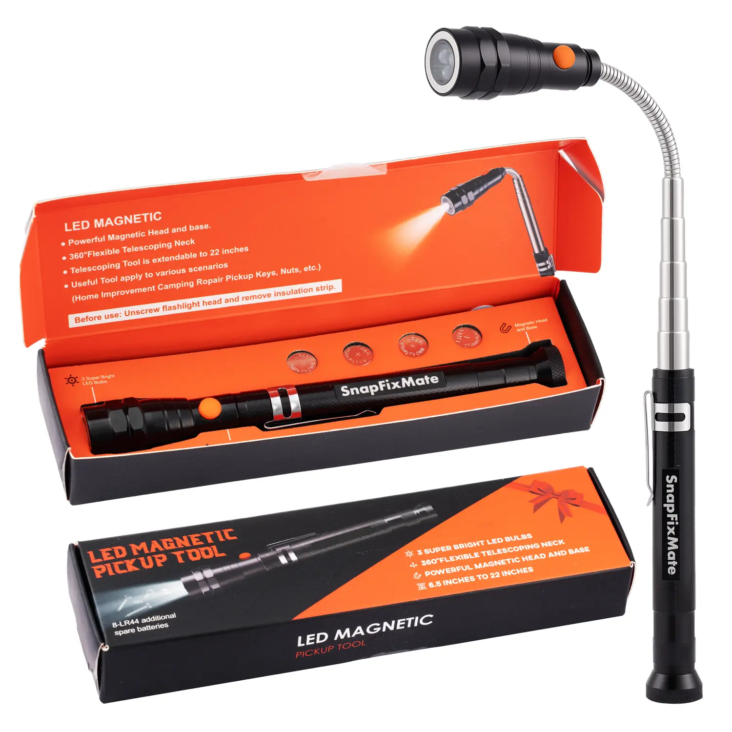 GJANSH Telescoping Magnetic Pickup Tool with 22" Extendable Neck LED Lights for Mechanics DIY Enthusiasts Ultimate,Cool Gadget Gifts Stocking Stuffers for Men, Teen Boys, Husband, Dad, Father, Mechanic,Him,Women,Valentines Day Gifts Men Easter father