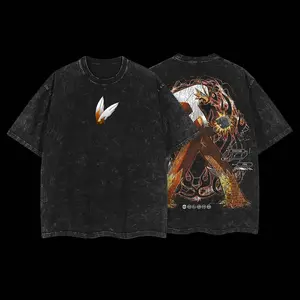 Pocket Monsters "Blaziken" Vintage Unisex Oversize Anime Manga Acid Washed Heavyweight Cotton T-shirt for Fans 1AR