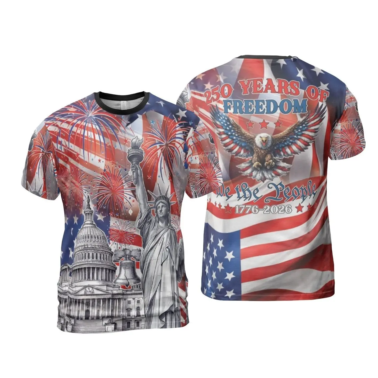 Vintage 1776 America 250th Anniversary All Over Print Shirt, 250 Years Of Freedom Shirt, Patriotic Eagle 1776 2026, Statue Of Liberty, US Flag Shirt FL8
