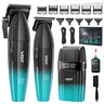 VGR 640S3 Ergonomic 3-in-1 Professional Hair Cutting Kit for At-Home Users - 2500mAh Clipper, 2000mAh Trimmer, Foil Shaver, Wireless Barber Equipment, Adjustable Cutter, 88 Precision Guides, Batteries, Charging Cable, Cleansing Feature (Green, 9000 RPM)