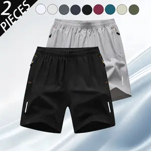 Pack, Men's Solid Color Zipper Pocket Shorts - Summer Casual Comfortable Breathable Five-point pants, Men's Everyday Bottoms, Tropical Beige, 5-Pack Spring Statements Clothes Clothes Menswear Plain beach short men ,athletic casual short