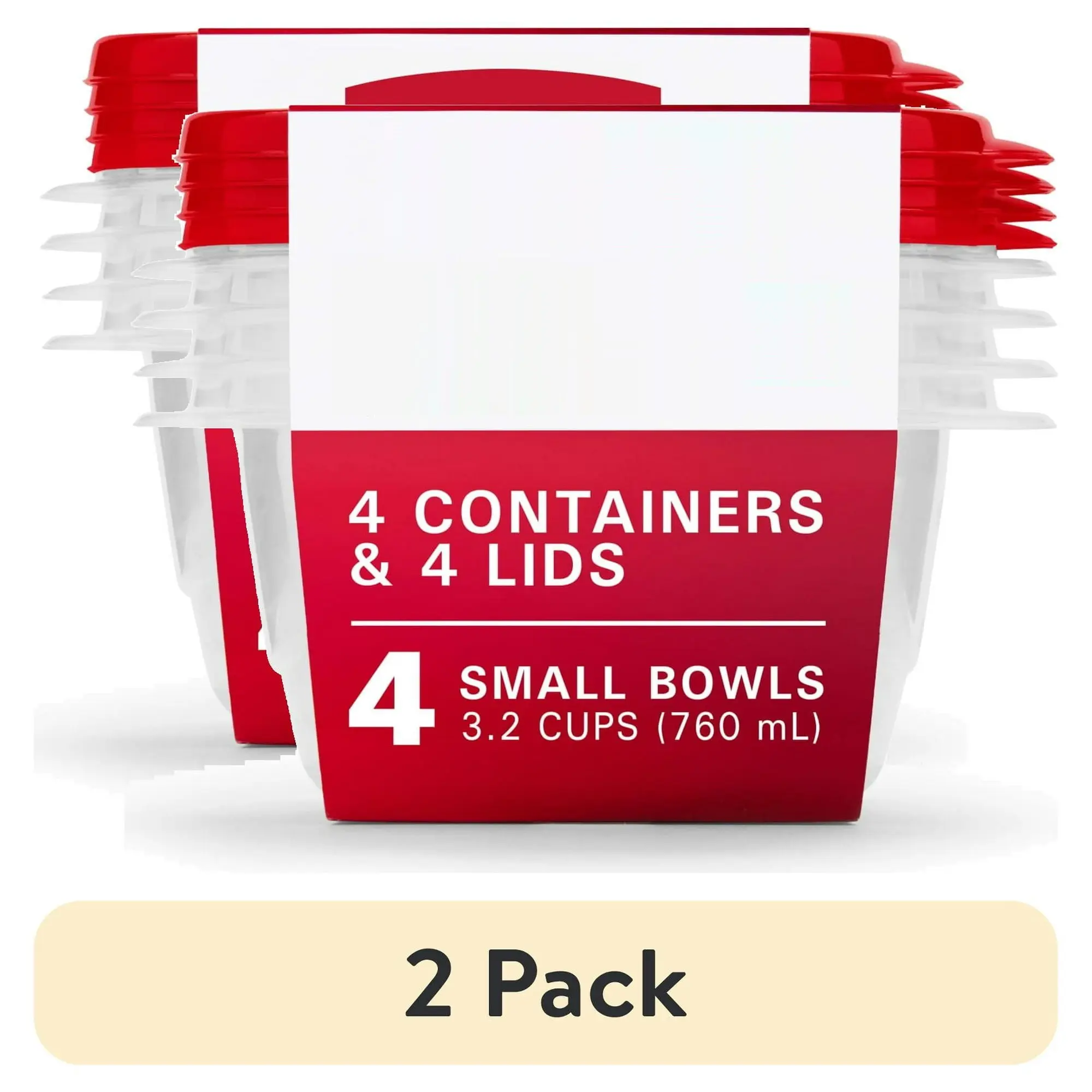 4 Pack Round Food Storage Containers, 3.2 Cup Each - Clear Plastic Bowls with Secure Click Seal Lids - Stackable, Microwave & Freezer Safe Meal Containers