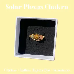 Solar Plexus Chakra Ring with Sunstone, Yellow Tiger's Eye & Citrine - Radiant Trio for Personal Power and Self-Confidence