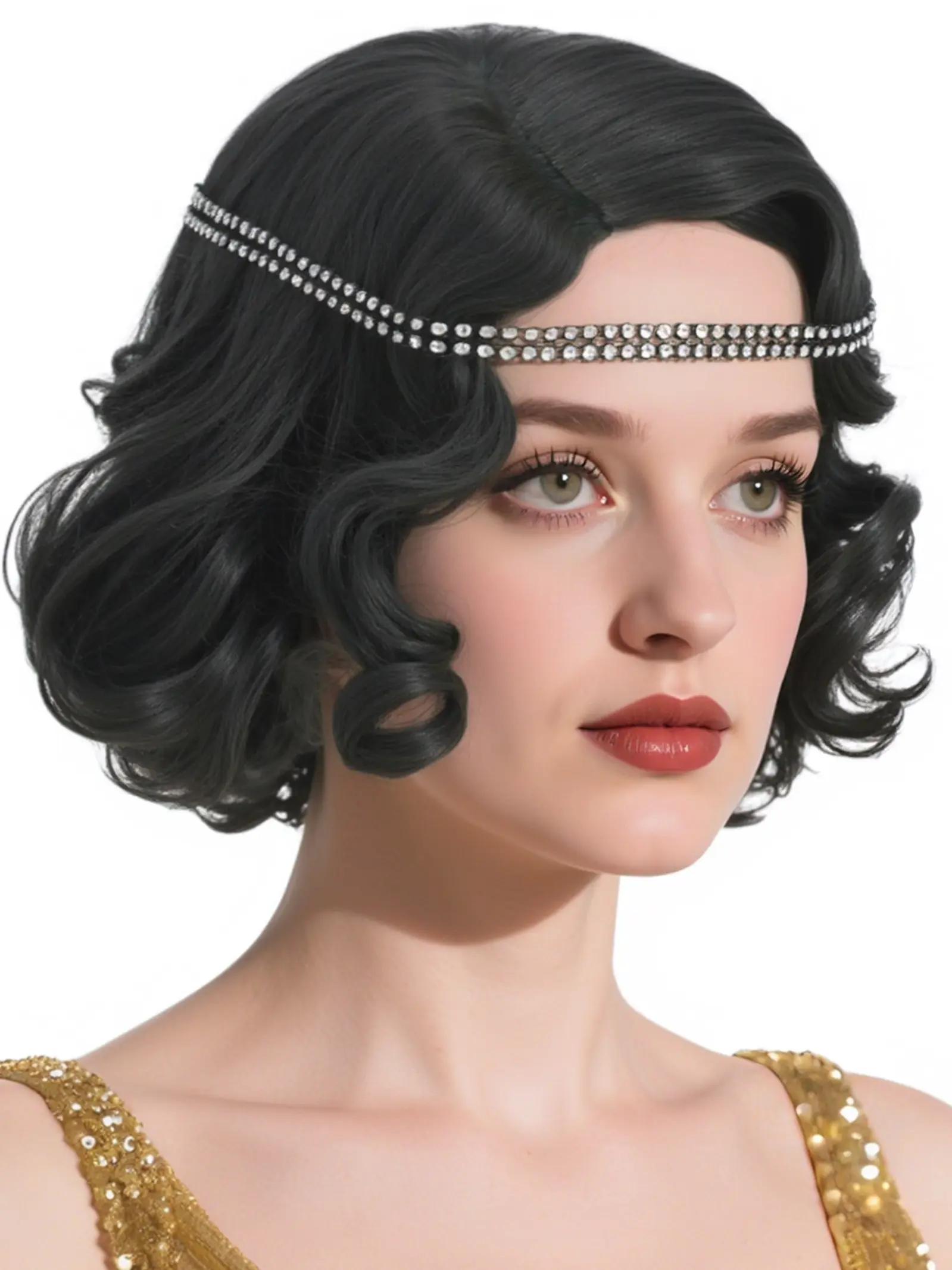 Synthetic Wave Wig, Elegant Wigs, Fun Wigs, 1920s Vintage Dancer Style, Short Curly Bob Hair, Kinky Curly Wigs, Party Role Play Wig, Christmas Birthday Gift