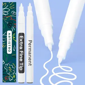 White Permanent Marker-Waterproof Markers for Tire, Fabric, Rocks, Glass, Ceramic, Wood, Paper - Oil Based Paint Pens - Extra-Fine Tip 0.7mm