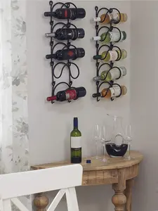 5pcs Household Multi-bottle Wall-mounted Storage Rack Multi-functional Kitchen Bathroom Living Room Wall-mounted Space-saving Shelf Metal Hanger Simple Wine Rack