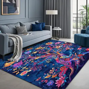 Colorful Floral Pattern Rug, Non-slip Soft Floor Mat, Decorative Carpet for Home Living Room Bedroom Hotel Dormitory, Home Decor