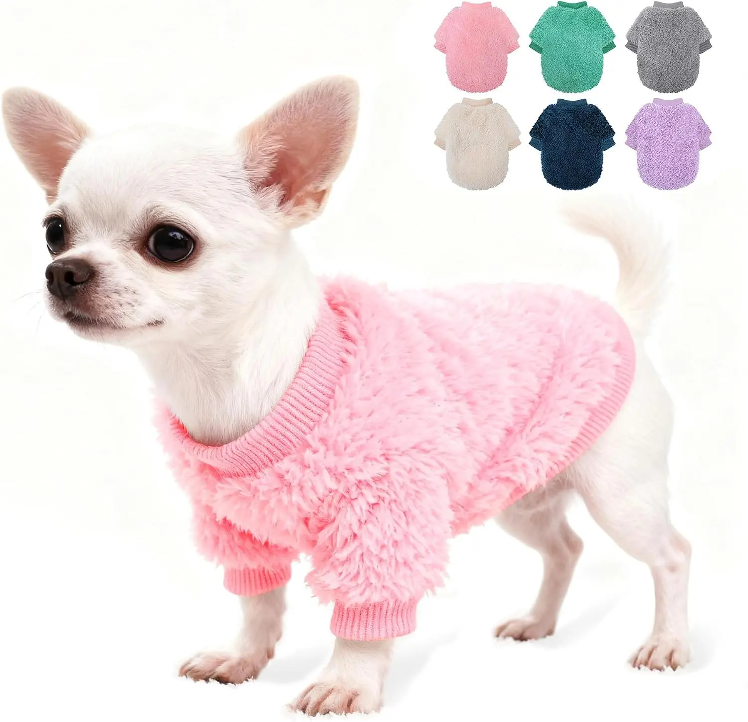 Dog Sweater for Small Dogs Girl Boy, Winter Fleece Teacup Dog Sweaters, Cute Puppy Clothes Warm Soft Pet Outfit Apparel (Pink, X-Small)