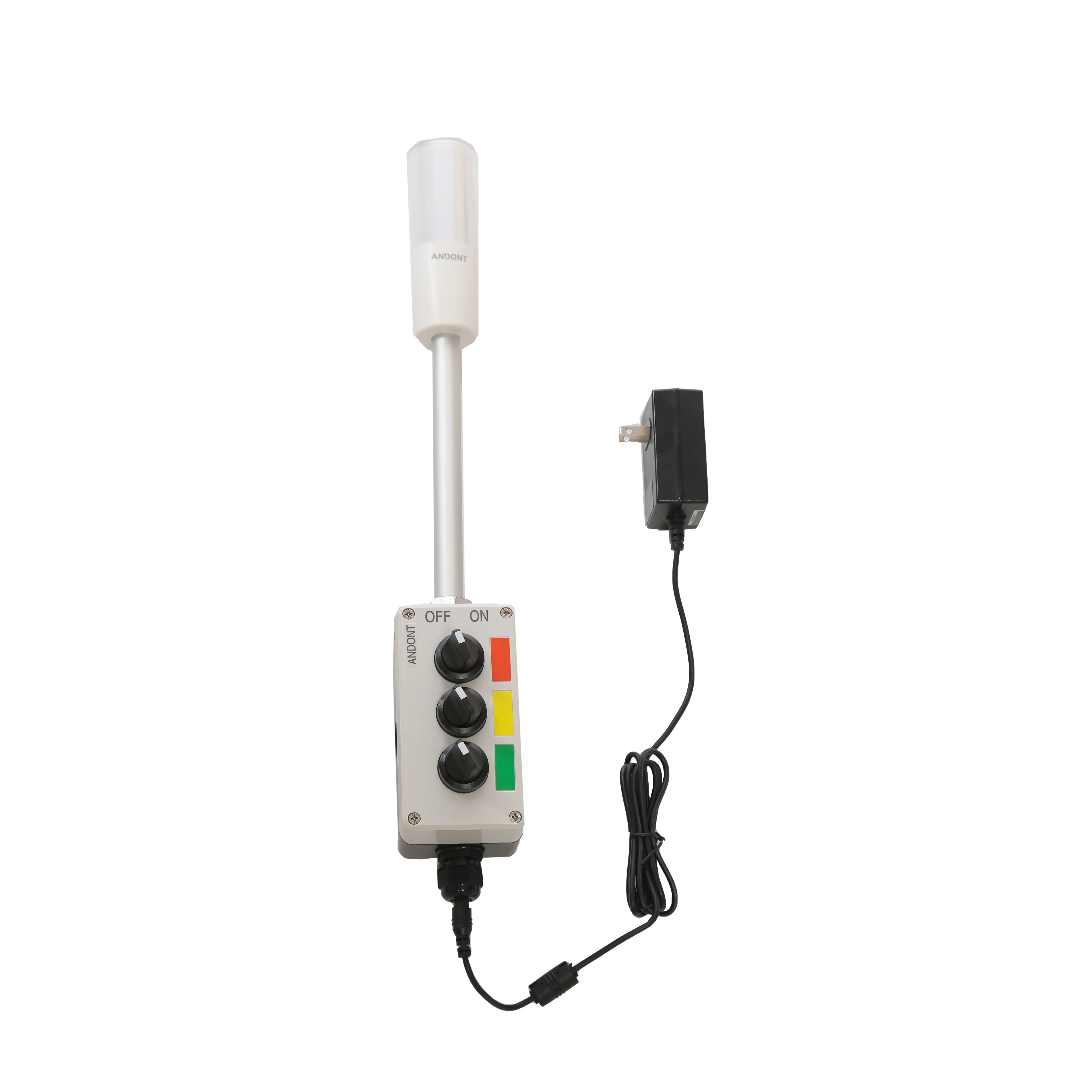 ANDONT 3 Stack Super Bright LED Andon Tower Lights with Buzzer, Off-ON or Flash,16 ft Extension Cord, 6 ft Industrial Adapter, Plug Play Ready