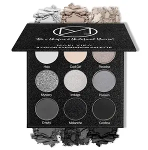 MAKI YIKA Black Grey Smokey Eyeshadow Palette, Matte Black White Gray Silver Smoky Eye Shadow, 9 Colors Black Eyeshadow Long Lasting Eye Makeup For Goth Look (Black)